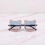 Rhinestone Bear Round Sunglasses - Iridescent Crystal Bear – eyewear (view 2)