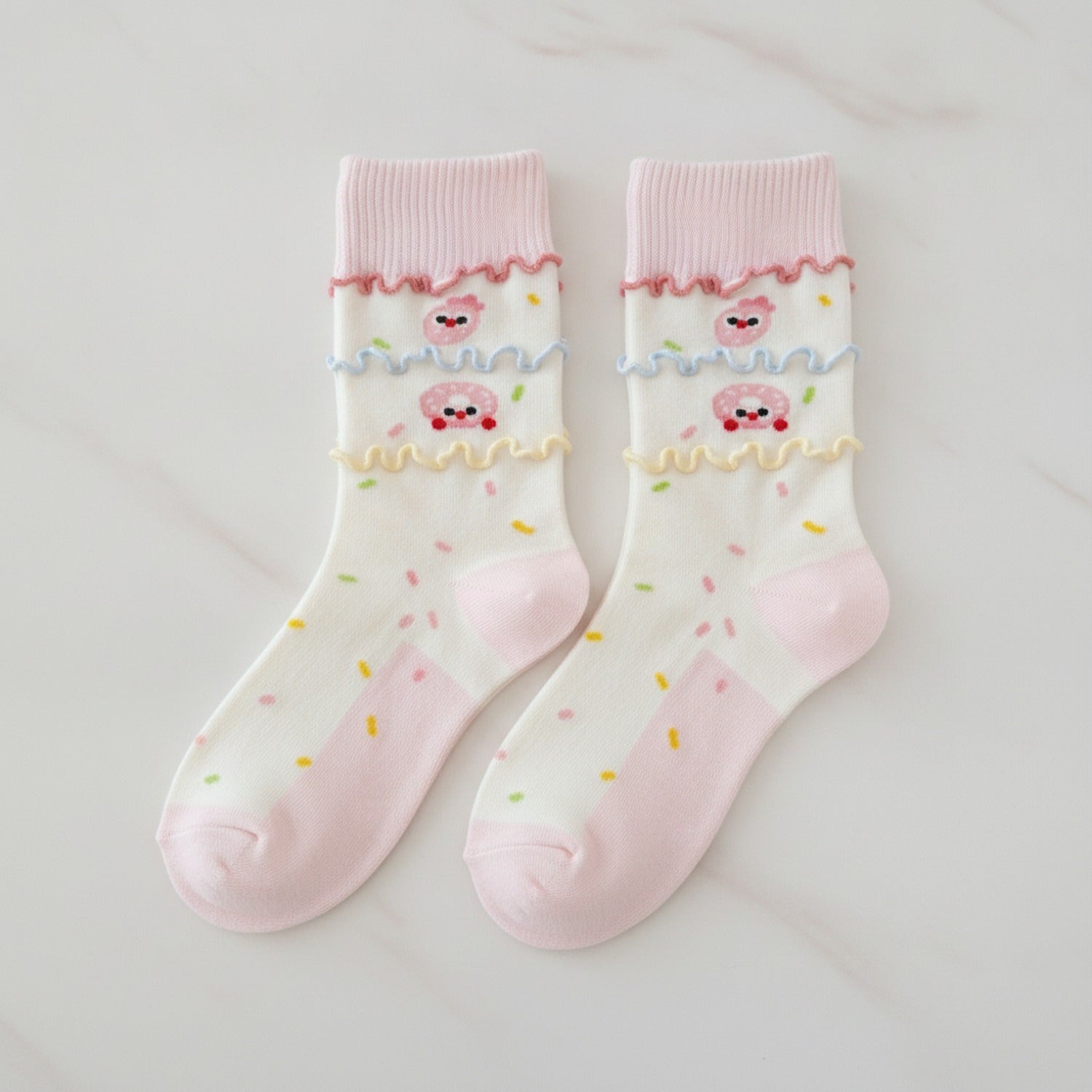 Pink Ruffled Sprinkles Crew Socks