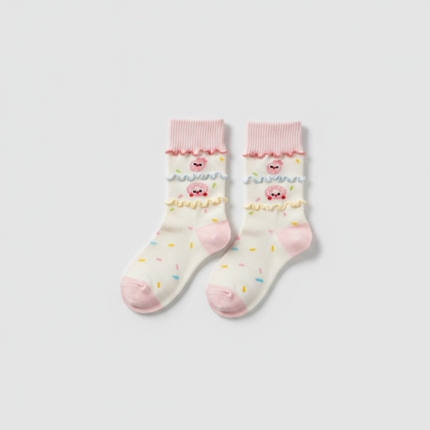 Pink Ruffled Sprinkles Crew Socks
