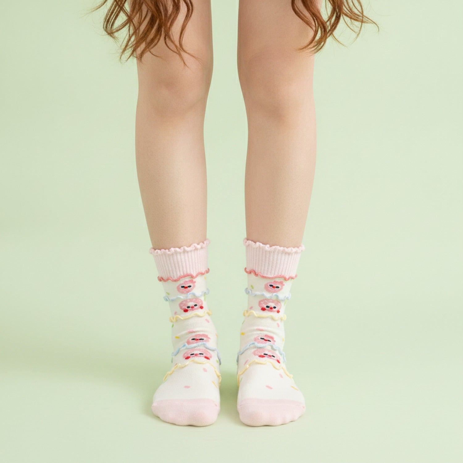 Pink Ruffled Sprinkles Crew Socks