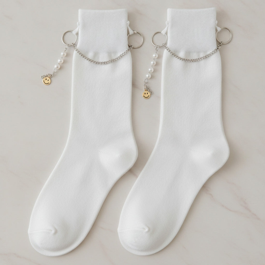 White Chain Charm Crew Socks – apparel accessories (view 2)