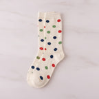 Cream Polka Dot Crew Socks