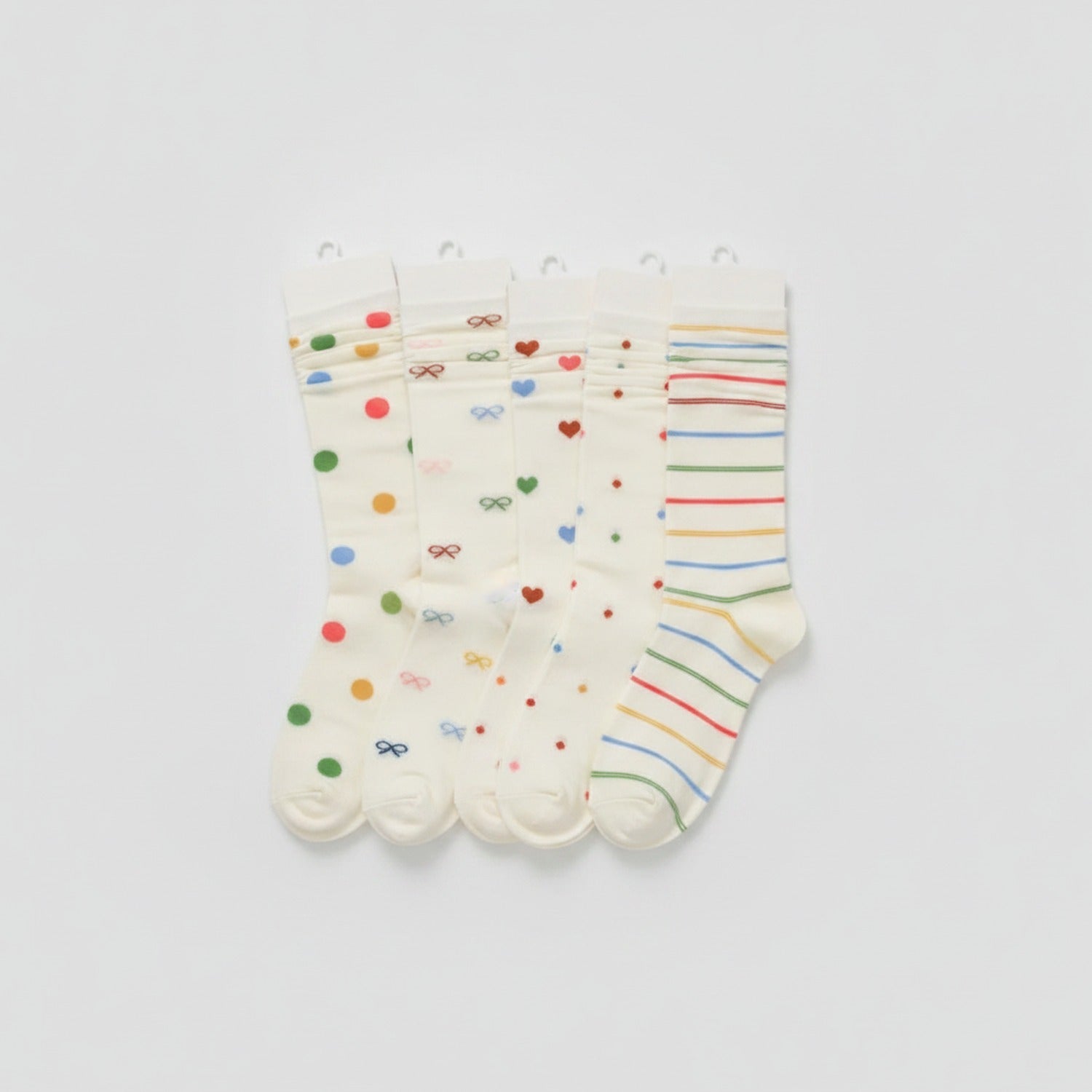 Cream Polka Dot Crew Socks