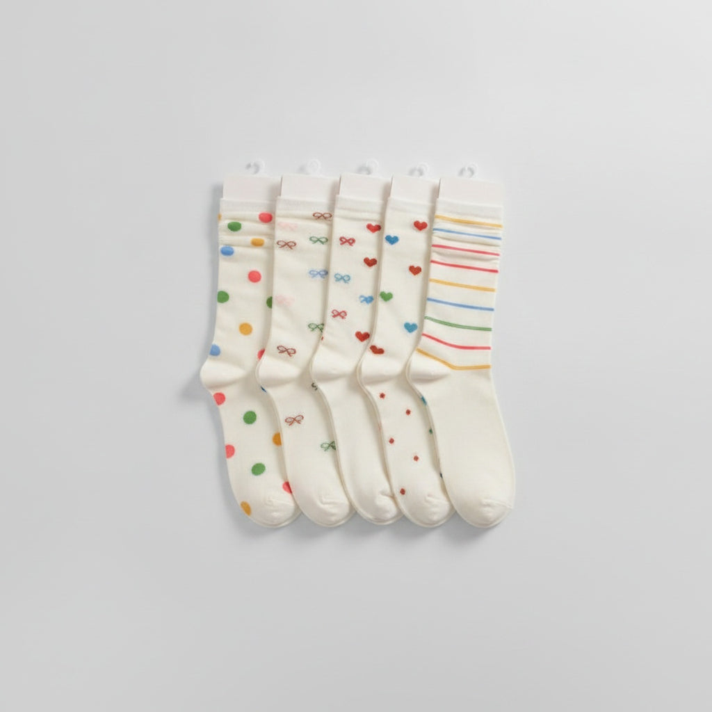 Motif Pattern Ankle Socks 4-Pack - Bow