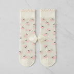 Strawberry Socks With Ruffle Trim - Peach
