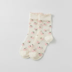 Strawberry Socks With Ruffle Trim - Peach