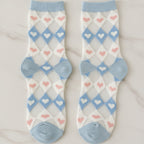 White Blue Heart Argyle Crew Socks – apparel accessories (view 2)
