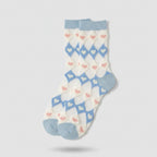 White Blue Heart Argyle Crew Socks – apparel accessories (view 1)