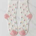 White Pink Checkered Crew Socks – apparel accessories (view 2)