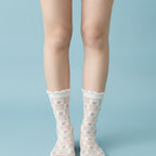 White Pink Checkered Crew Socks – apparel accessories (view 3)