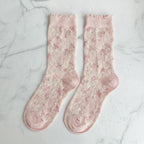 Pink Floral Lace Crew Socks – apparel accessories (view 2)