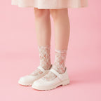 Pink Floral Lace Crew Socks – apparel accessories (view 3)