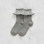 Gray Ruffled Polka Dot Crew Socks – apparel accessories (view 3)