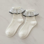 White Polka Dot Ruffle Ankle Socks – apparel accessories (view 2)