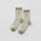 Khaki Heart Checkered Crew Socks – apparel accessories (view 1)