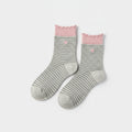 Pink Striped Heart Crew Socks – apparel accessories (view 1)