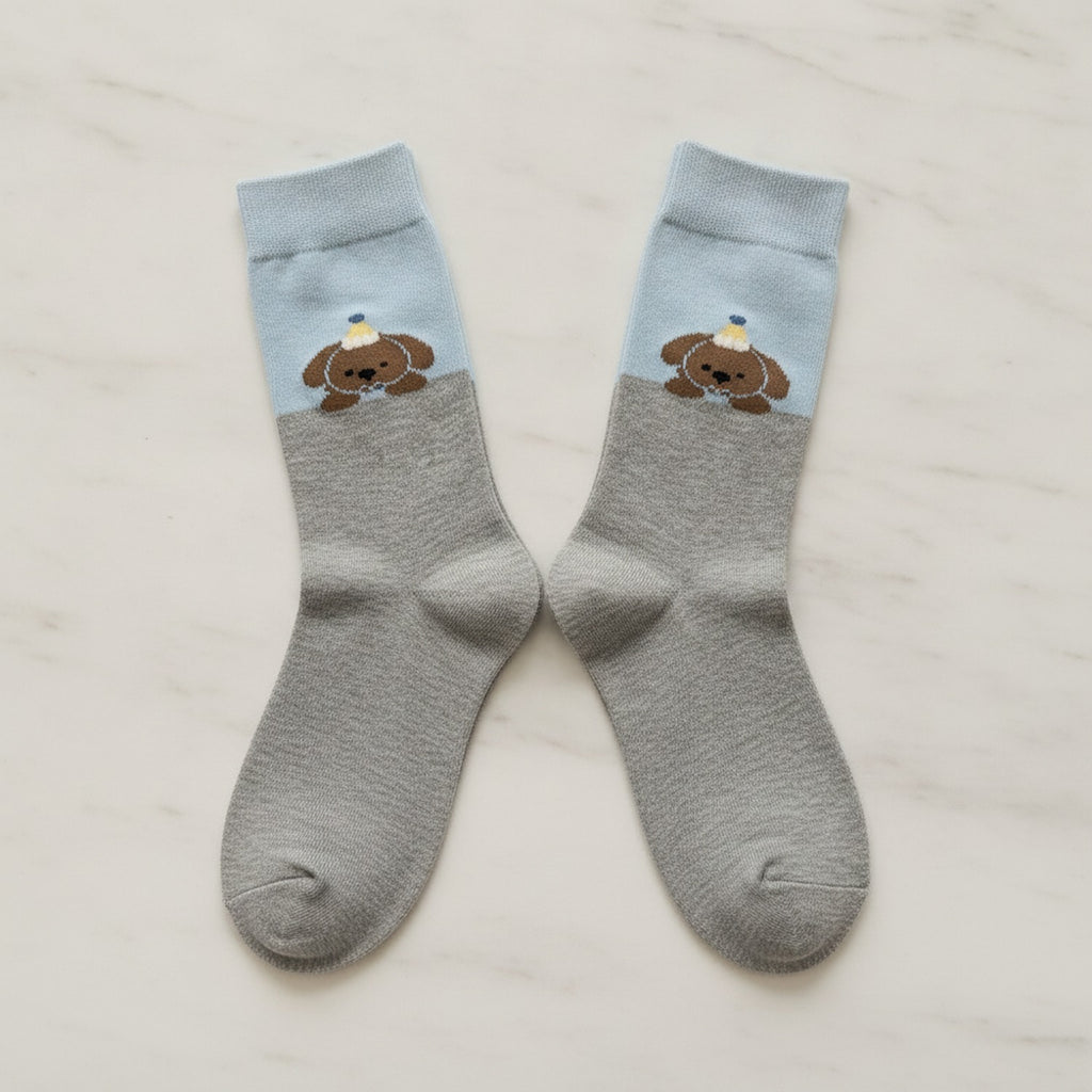 Gray Dog Print Crew Socks – apparel accessories (view 2)