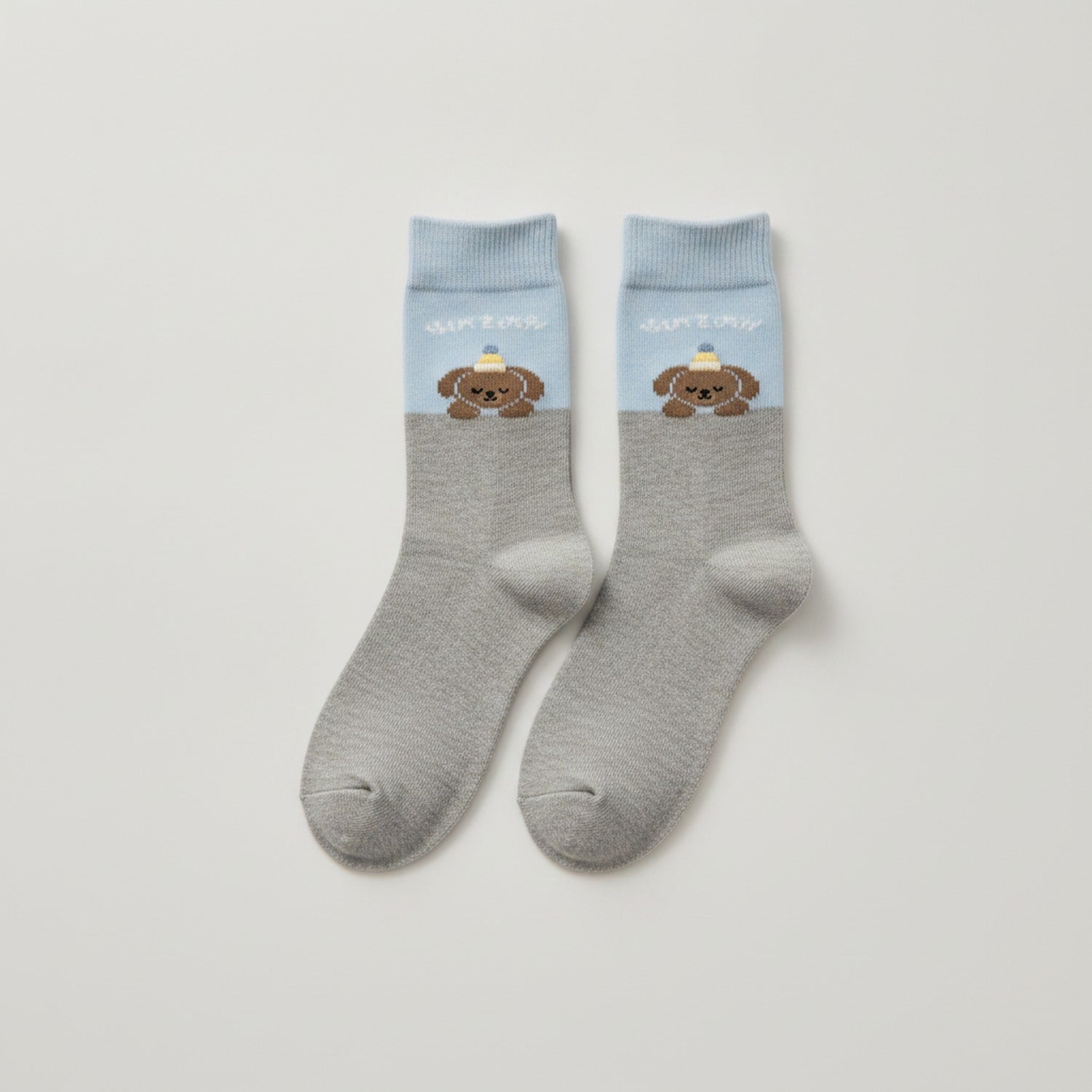 Gray Dog Print Crew Socks