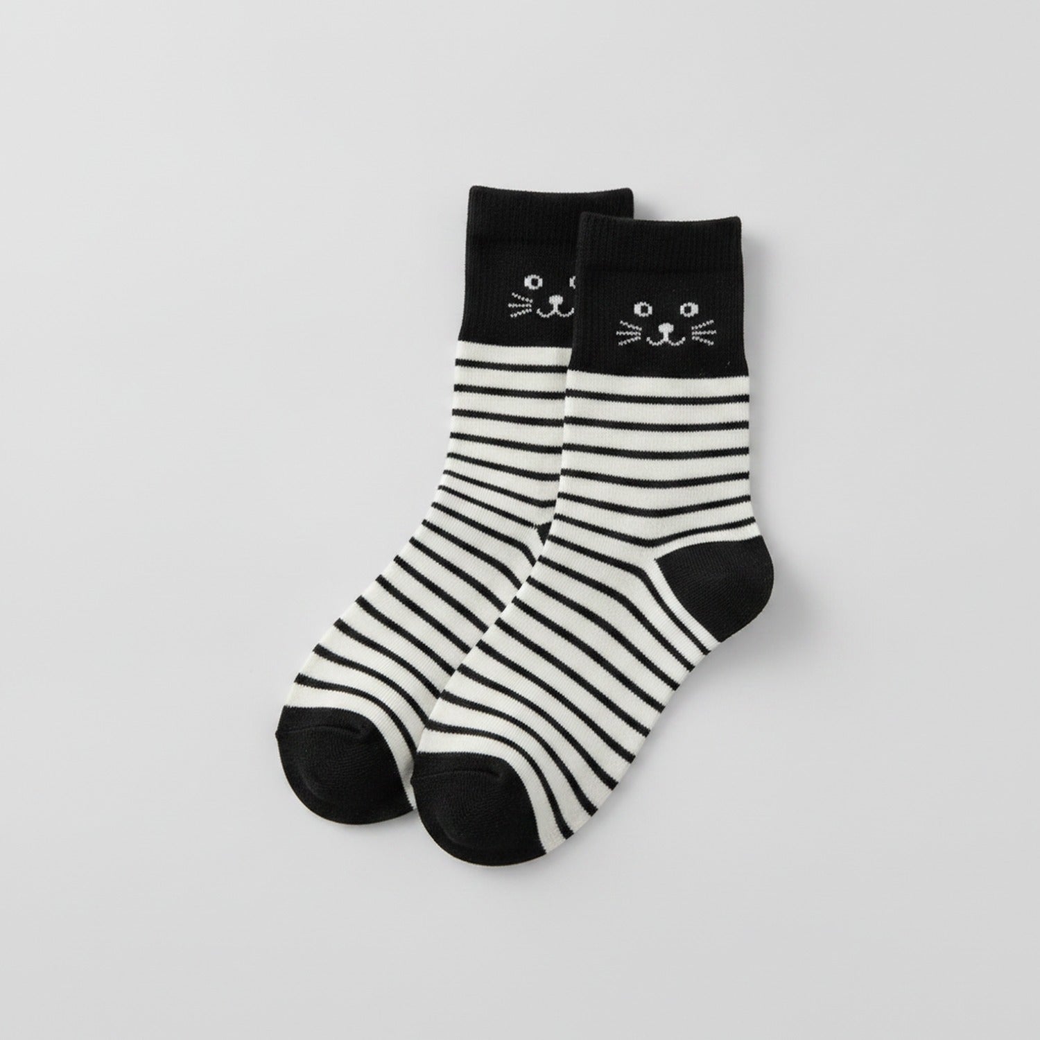Black and White Striped Crew Socks