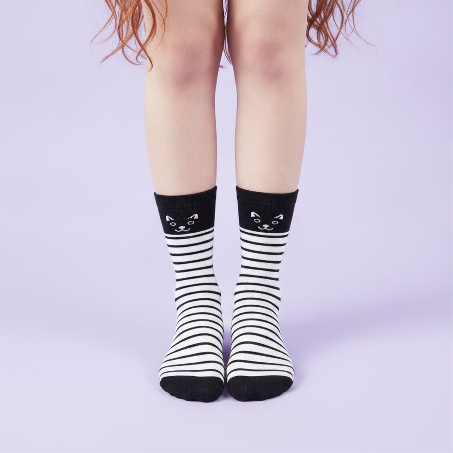 Black and White Striped Crew Socks