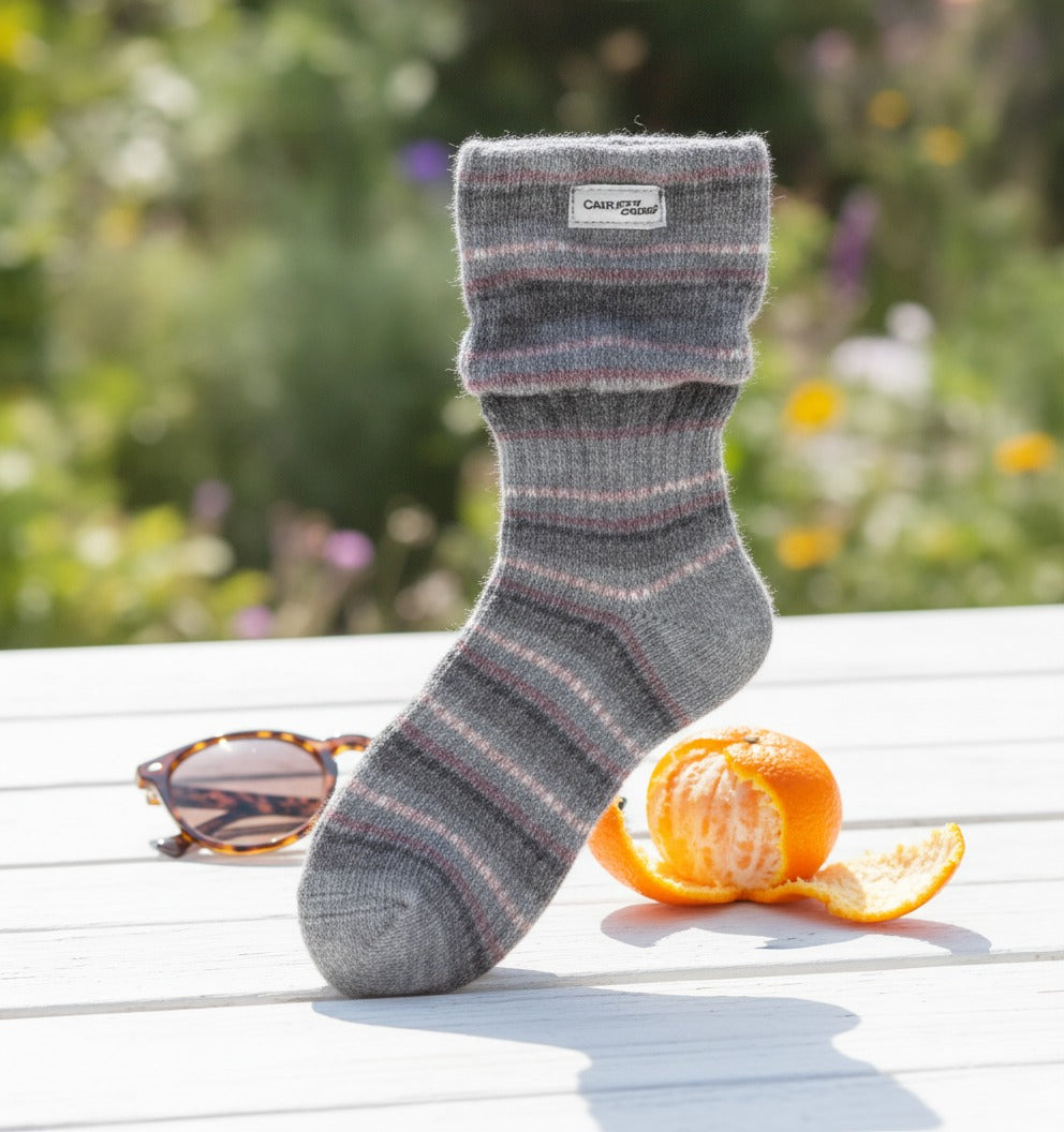 Gray Striped Crew Socks – apparel accessories (view 2)