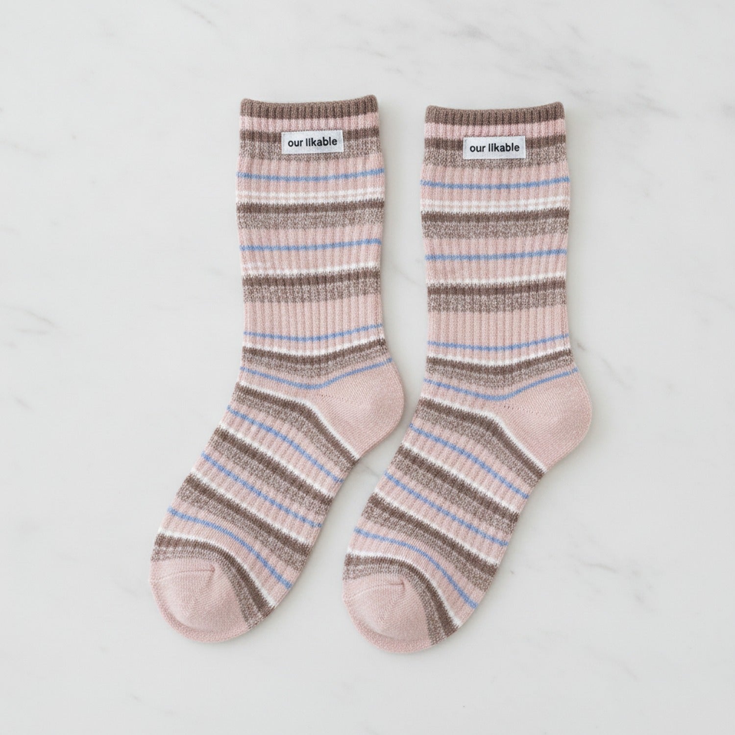 Knit Crew Socks - Pink