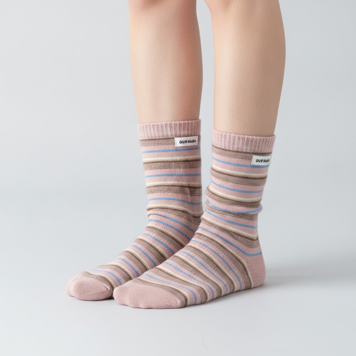 Knit Crew Socks - Pink