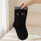 Black Scottie Dog Embroidered Ruffled Crew Socks – apparel accessories (view 3)