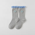 Socks With Ruffle And Embroidery - Gray