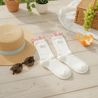White Ruffled Embroidered Crew Socks – apparel accessories (view 2)
