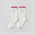 White Ruffled Embroidered Crew Socks – apparel accessories (view 1)