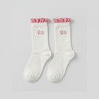White Ruffled Embroidered Crew Socks – apparel accessories (view 1)