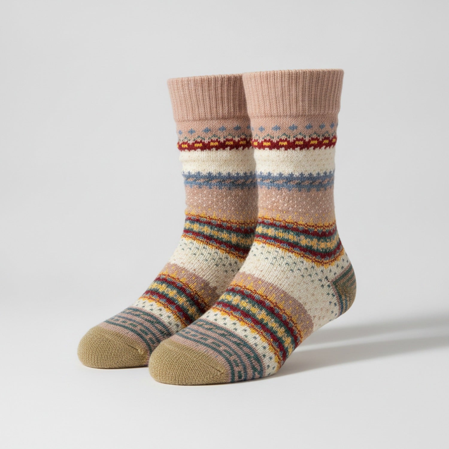 Khaki Patterned Crew Socks