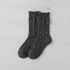 Dark Gray Ribbed Crew Bow Socks – apparel accessories (view 3)