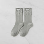 Light Gray Eyelet Ruffle Trim Crew Socks – apparel accessories (view 3)