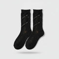 Ballet Flats with Lace Ankle Socks - Black