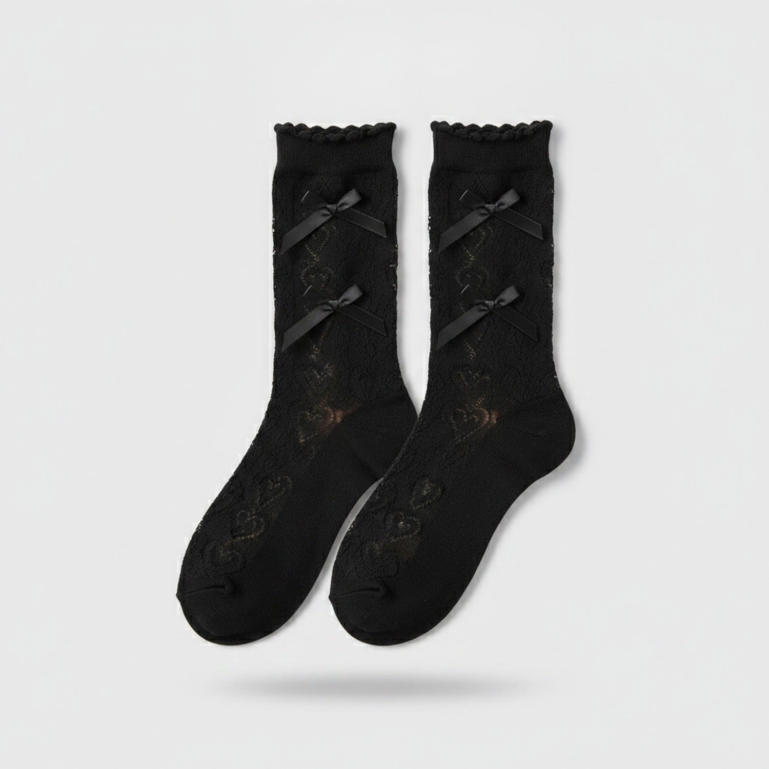 Ballet Flats with Lace Ankle Socks - Black