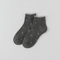 Floral Embroidered Frill Ankle Socks - Dark Gray