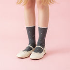 Floral Embroidered Frill Ankle Socks - Dark Gray
