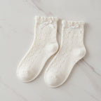 White Lace Bow Ankle Socks