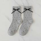 Bow Tie Ankle Socks - Gray