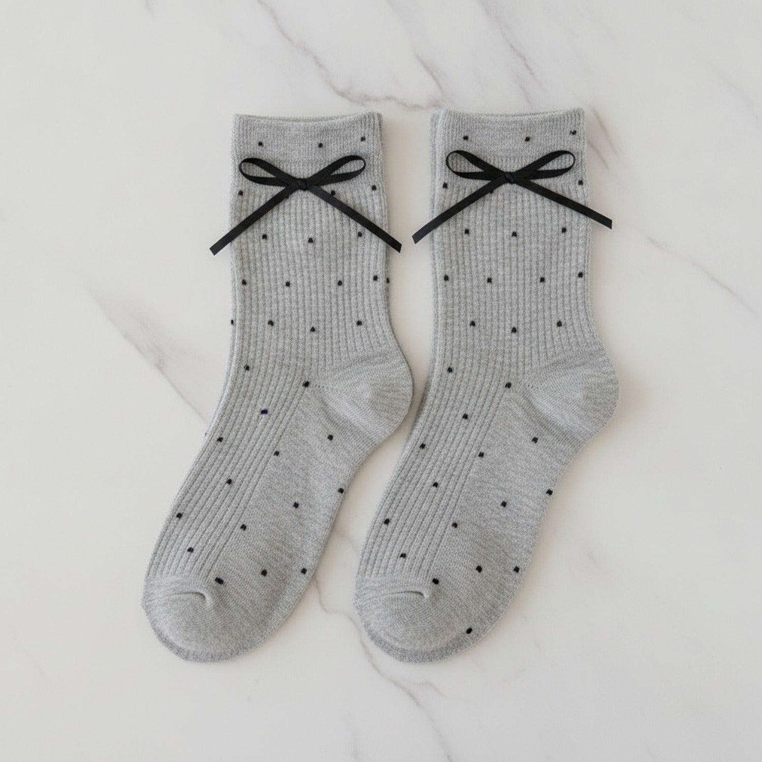 Bow Tie Ankle Socks - Gray