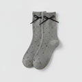 Bow Tie Ankle Socks - Gray