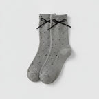 Bow Tie Ankle Socks - Gray