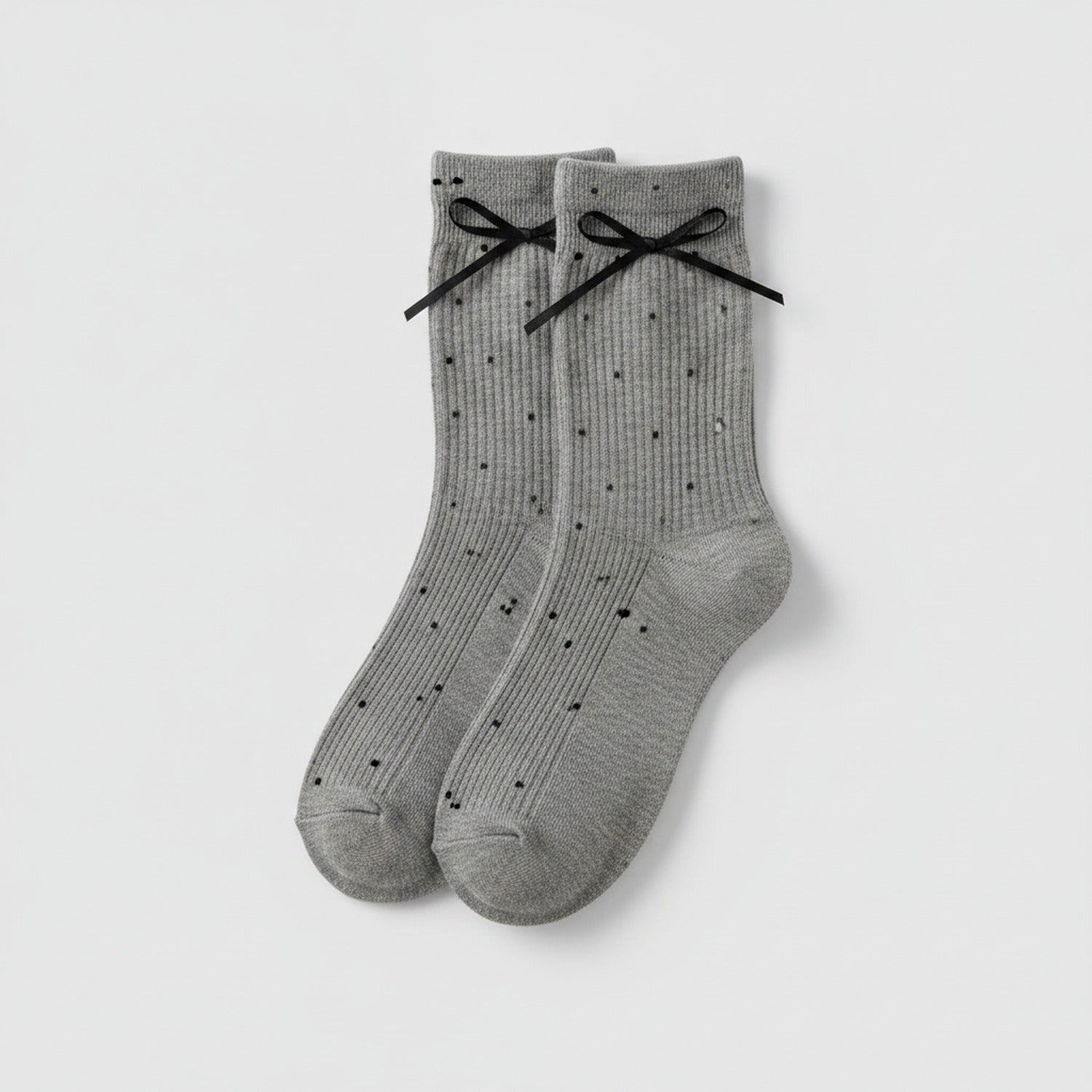 Bow Tie Ankle Socks - Gray