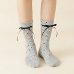 Bow Tie Ankle Socks - Gray