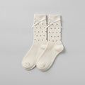 White Polka Dot Bow Crew Socks