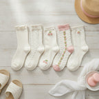 Cream Cherry Knit Crew Socks – apparel accessories (view 2)