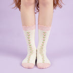 Knit Socks With Floral Embroidery - JK 5-Color #5