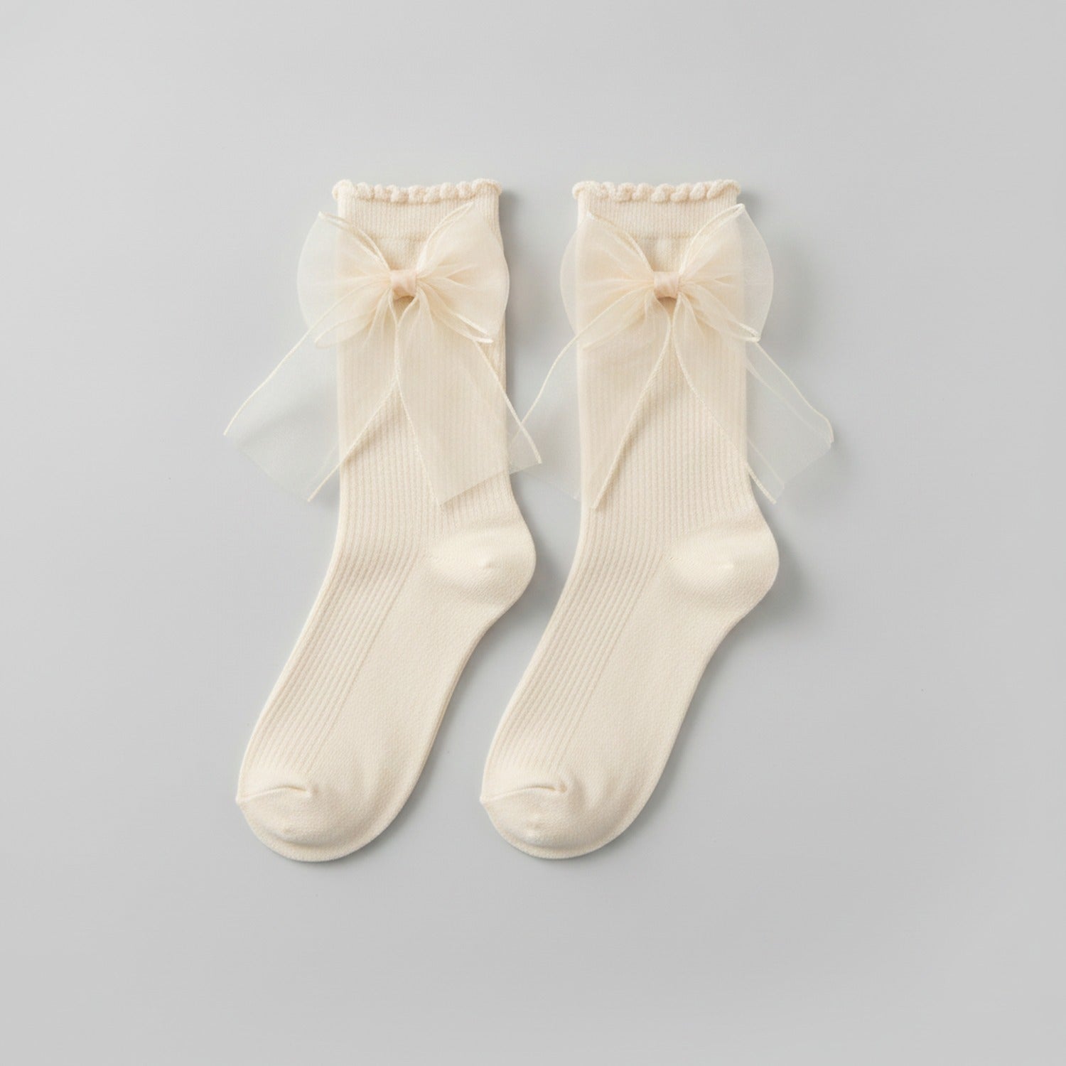 Skin Bow Ruffle Crew Socks